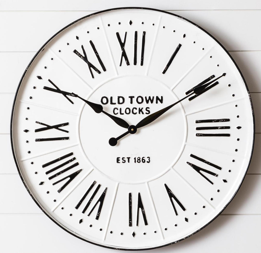 Embossed Enamel Old Town Clock