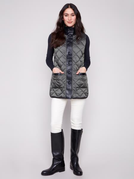 Reversible Button Front Quilted Vest