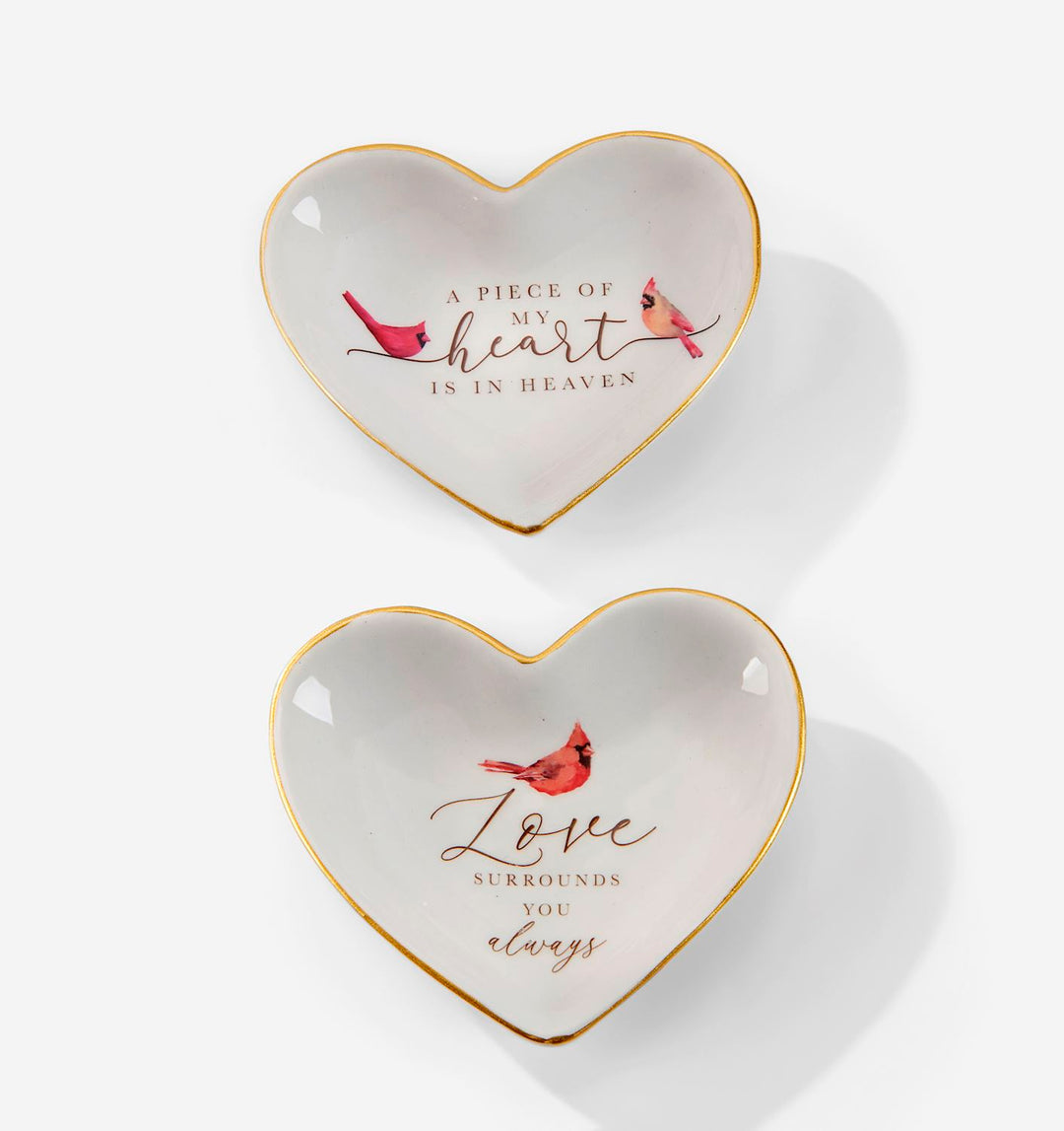 Ceramic Cardinal Heart Trinket Dish