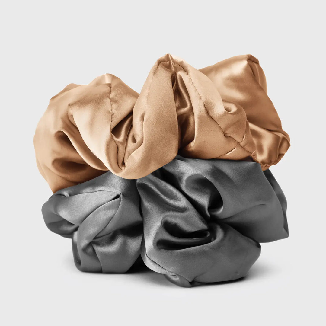 Kitsch Satin Sleep Scrunchies Charcoal/Gold