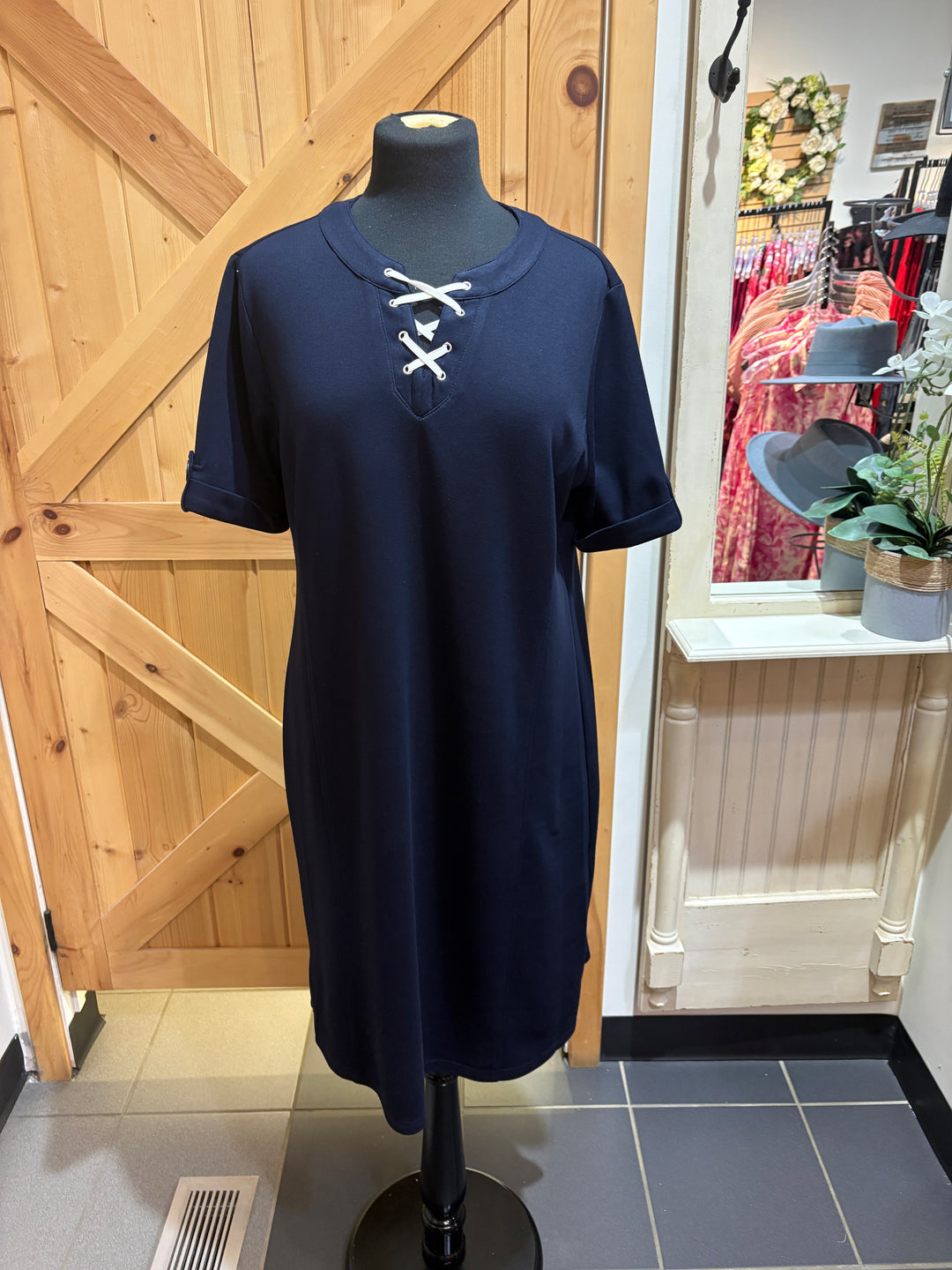 Short Sleeve Dress W/Tie Detail