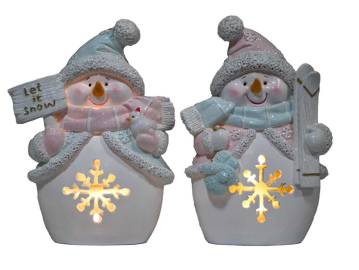 LED Resin Snowman Figurine