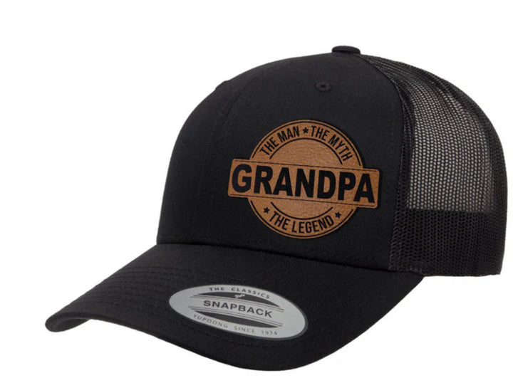 Grandpa Leather Patch SnapBack Hat