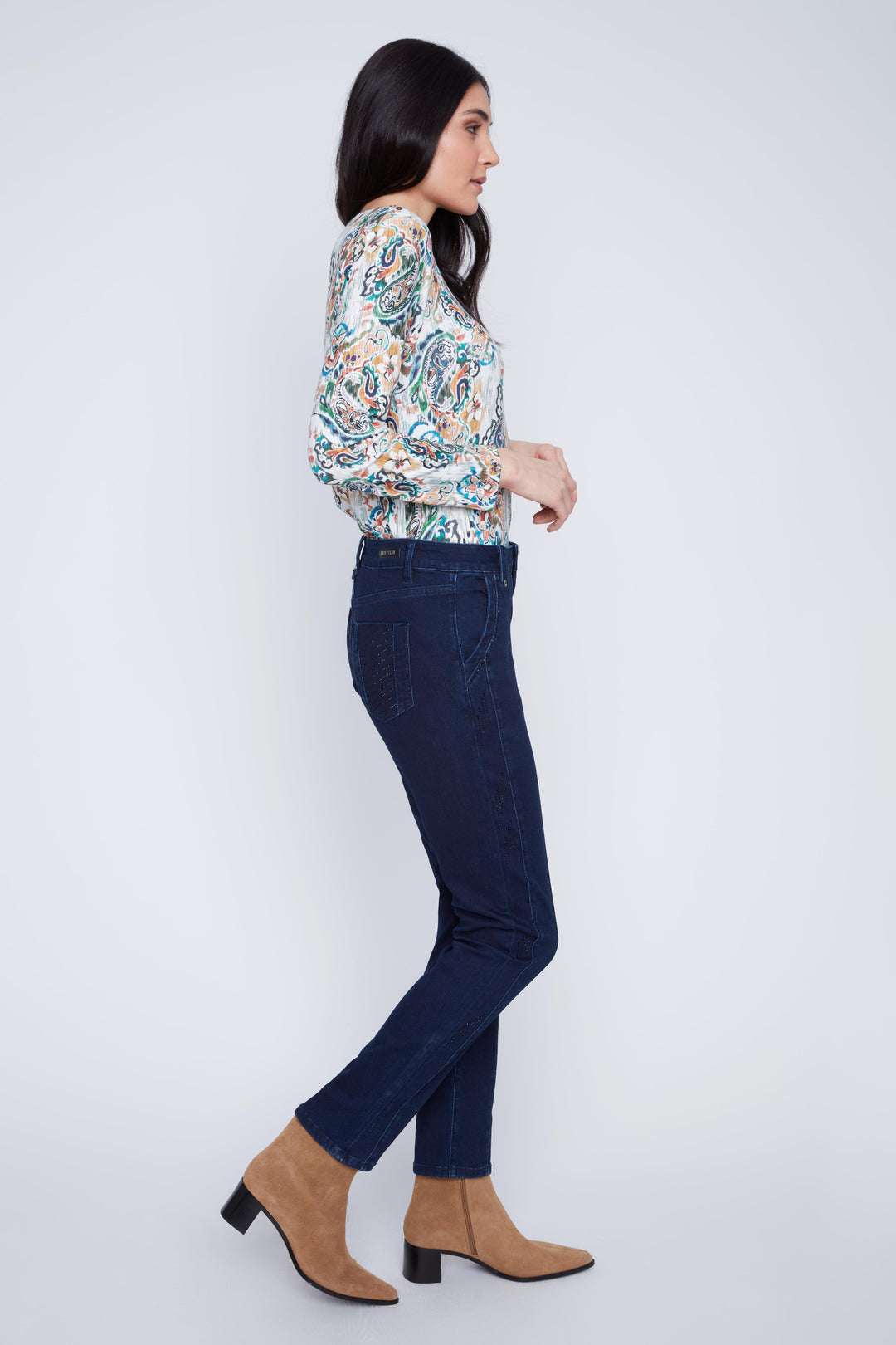 Denim Pant W/Sparkle Detail Midblue Wash