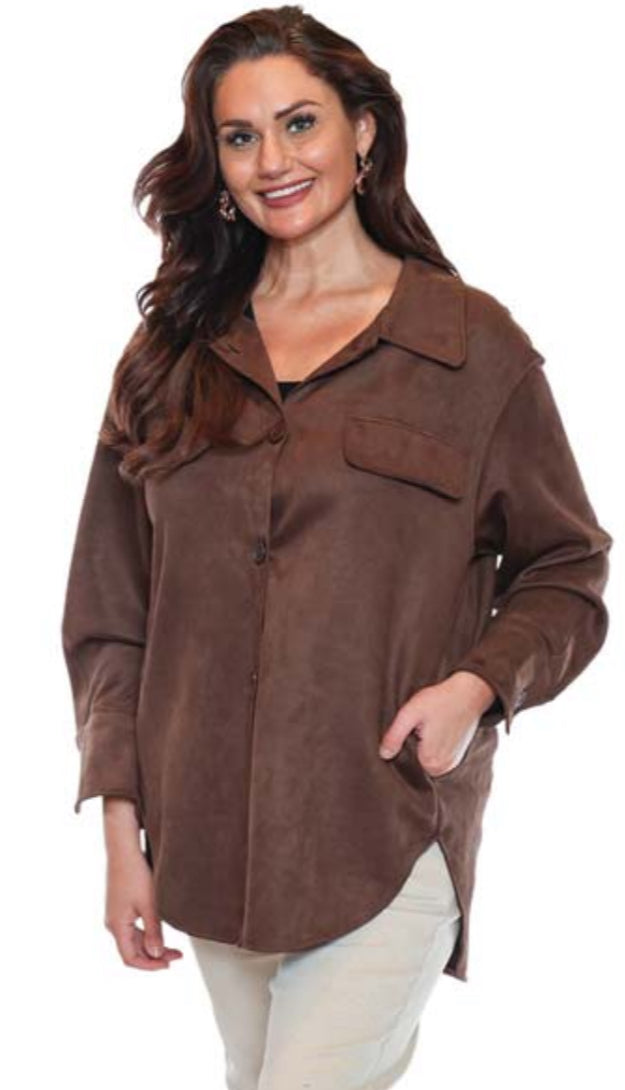 Brown Button Front Top