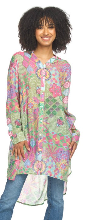Abstract Button Front Tunic