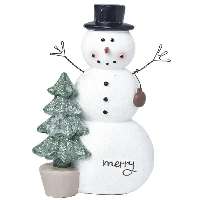 BB Merry Snowman Holding Ornament