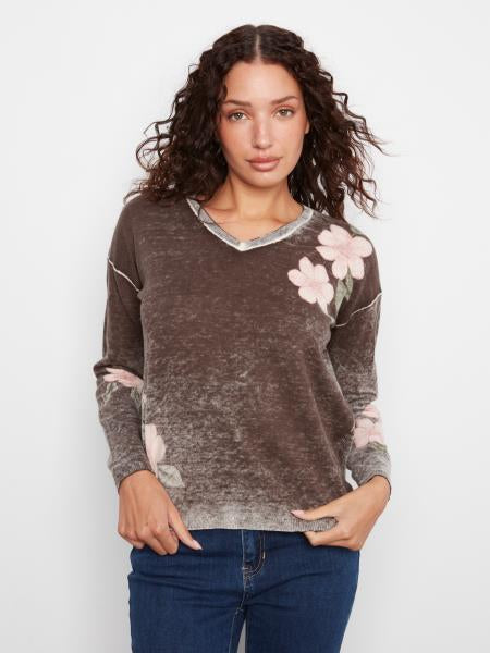 Long Sleeve Drop Shoulder VNeck Reversible Sweater