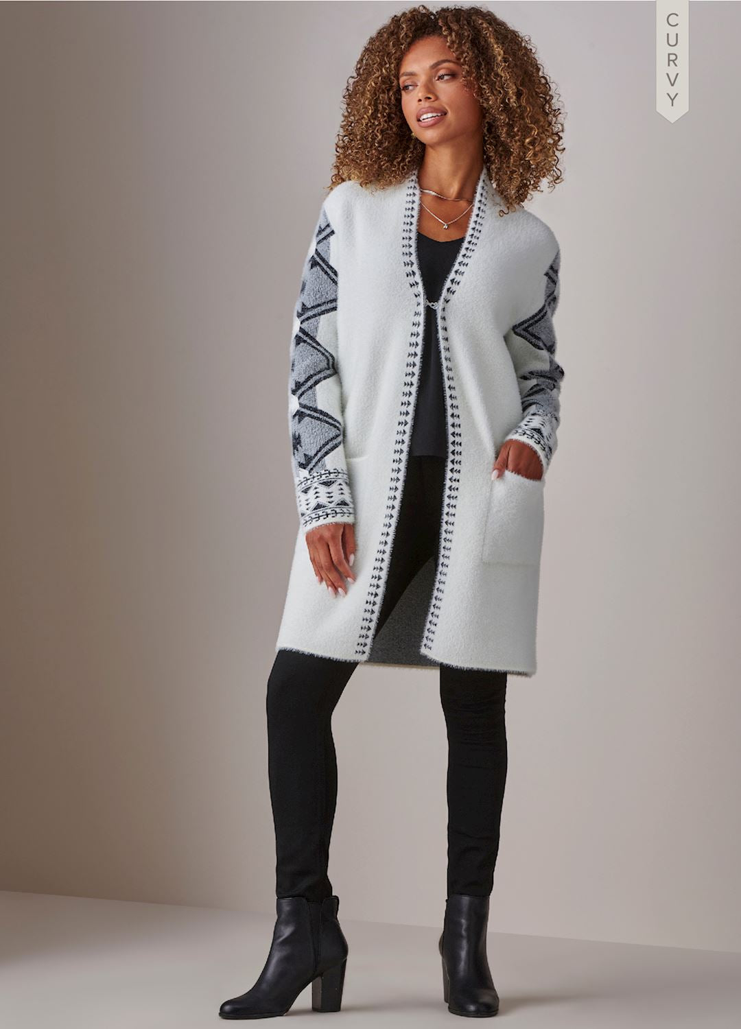 White & Grey Aztec Cardigan