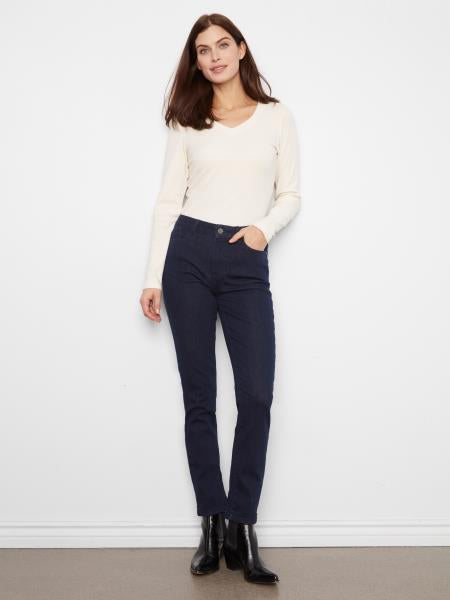 Cuffed Hem Twill Jeans