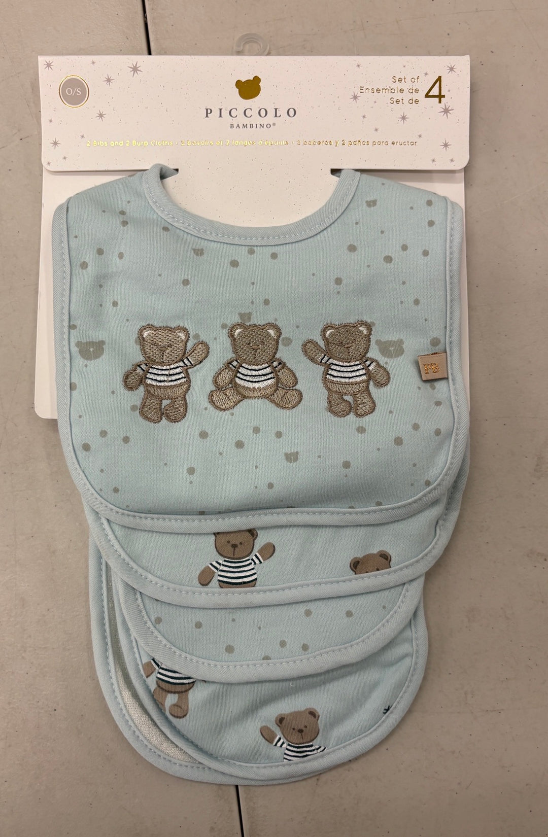 4pc Bibs & Burp Cloth