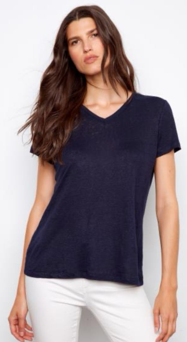 Linen V-Neck T-Shirt