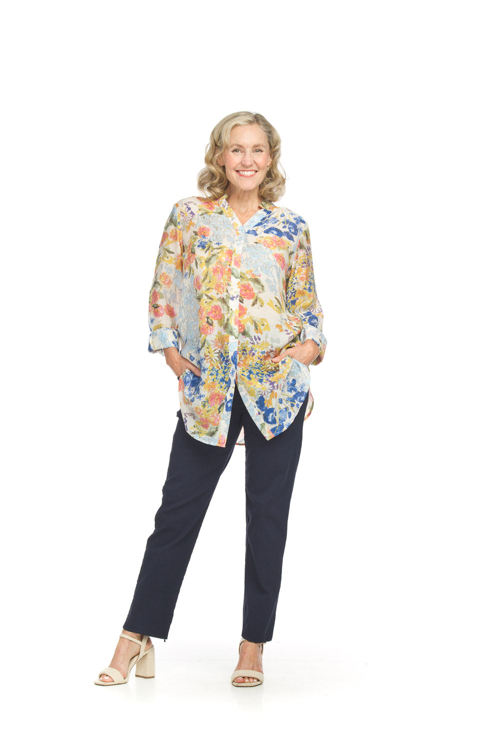 Floral Button Front Tunic