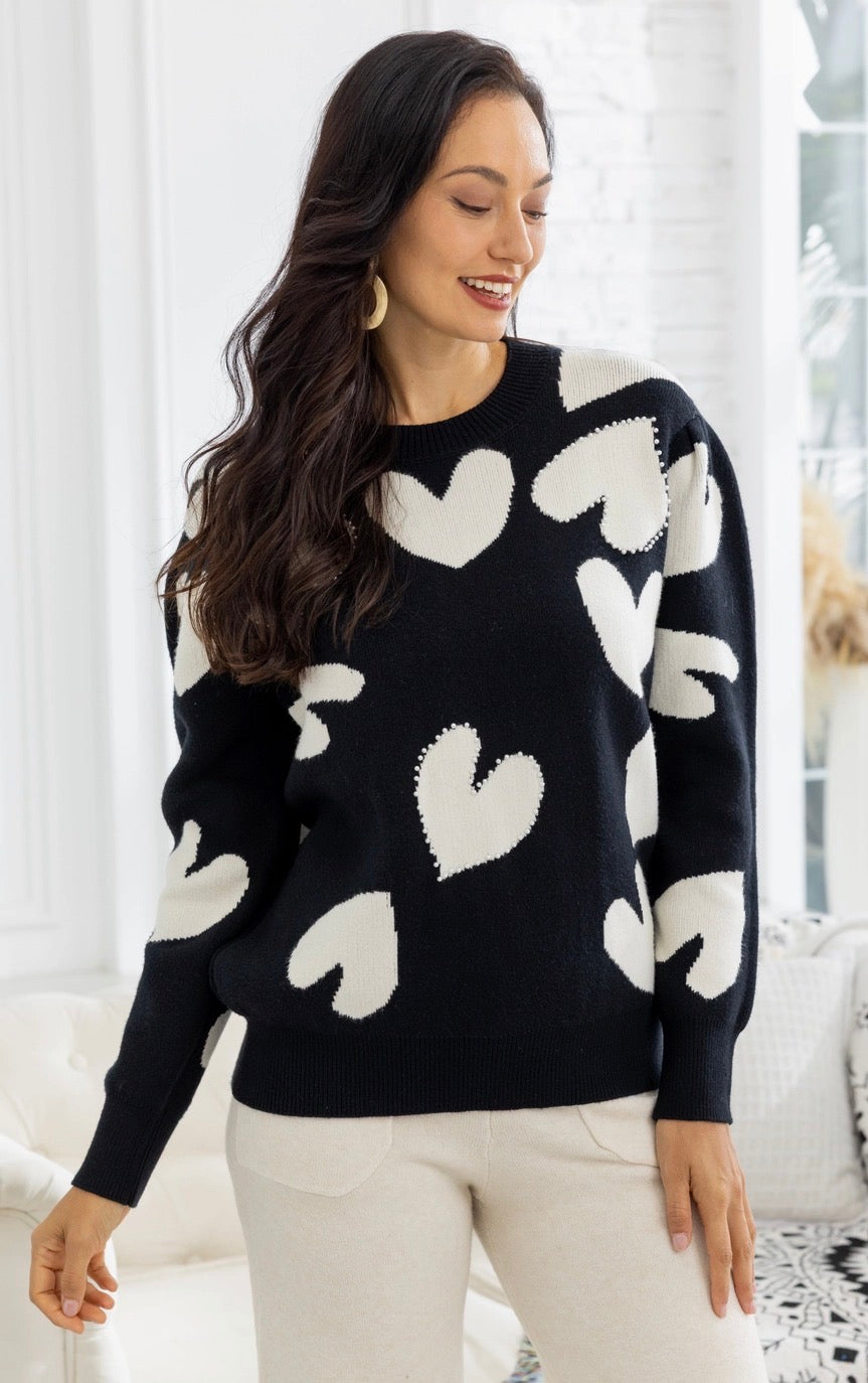 Delilah Beaded Heart Sweater