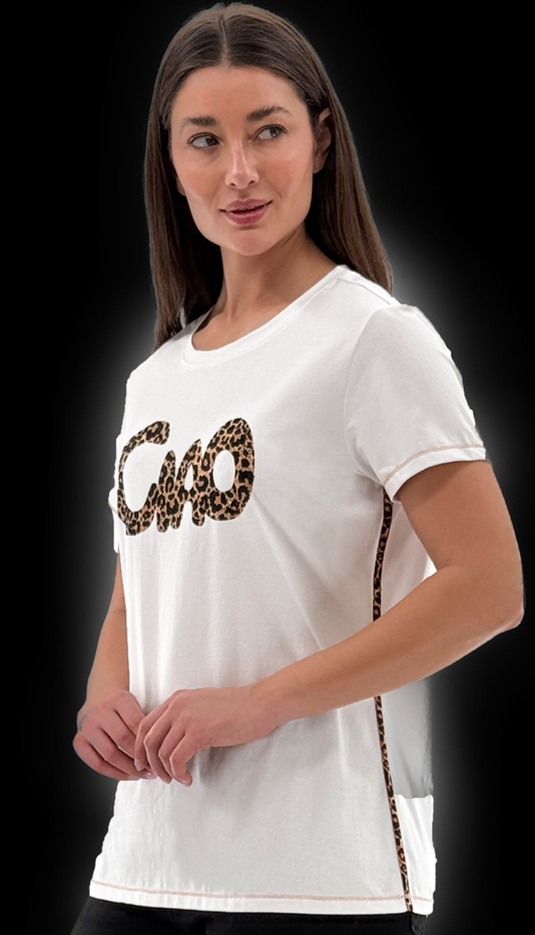 T-Shirt W/Leopard Print Detail