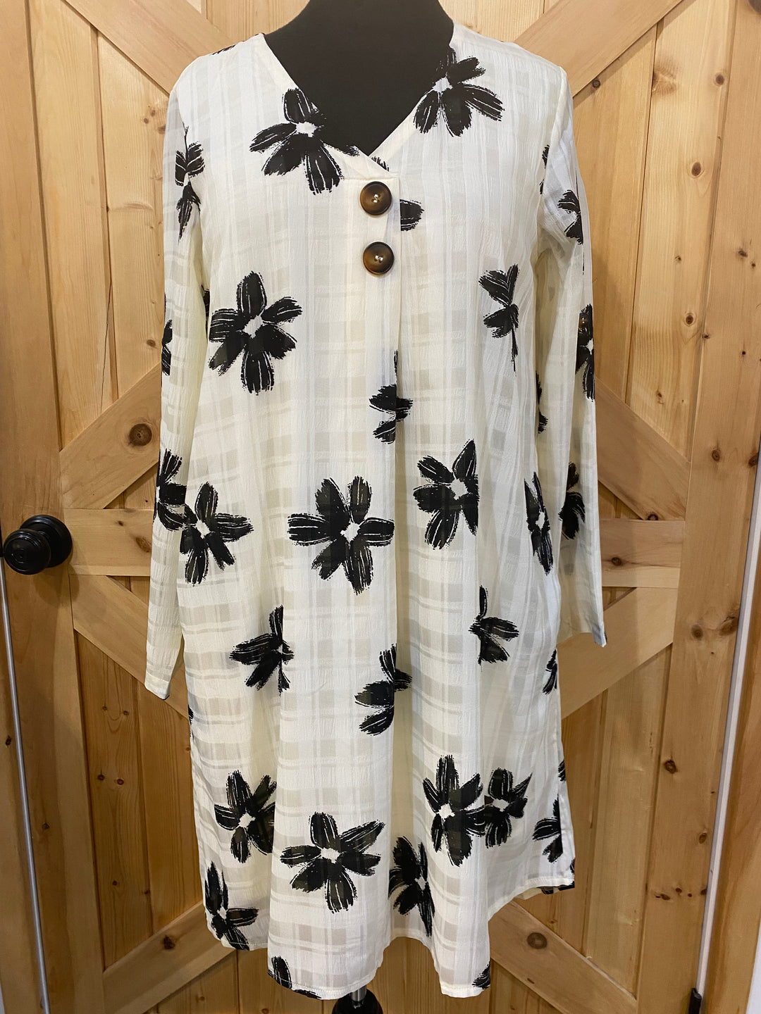 Long Sleeve Flower Print Dress