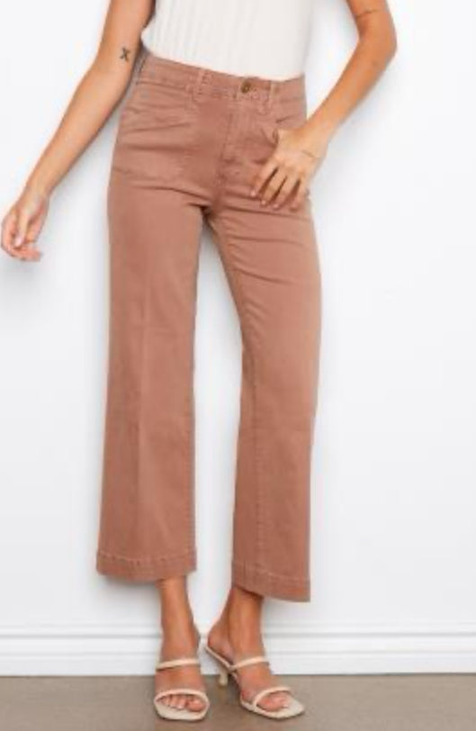 Cropped Wide Leg Pant W/Patch Pockets