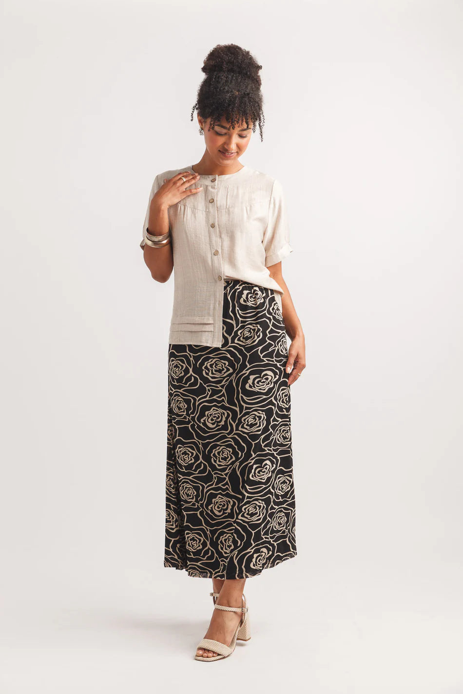 Mesh Floral Skirt W/Elastic Waist