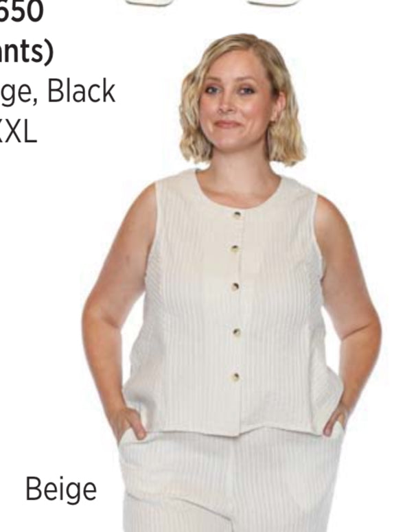 Pleated Button Tank Top