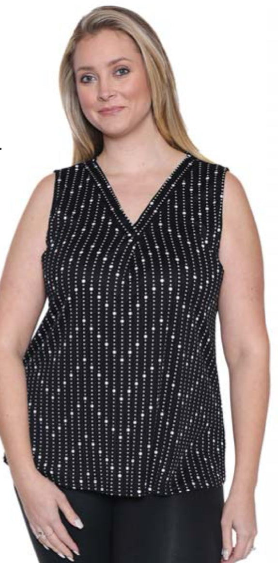 Black Polka Dot Dressy Tank Top