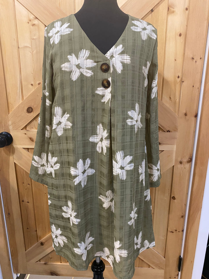 Long Sleeve Flower Print Dress