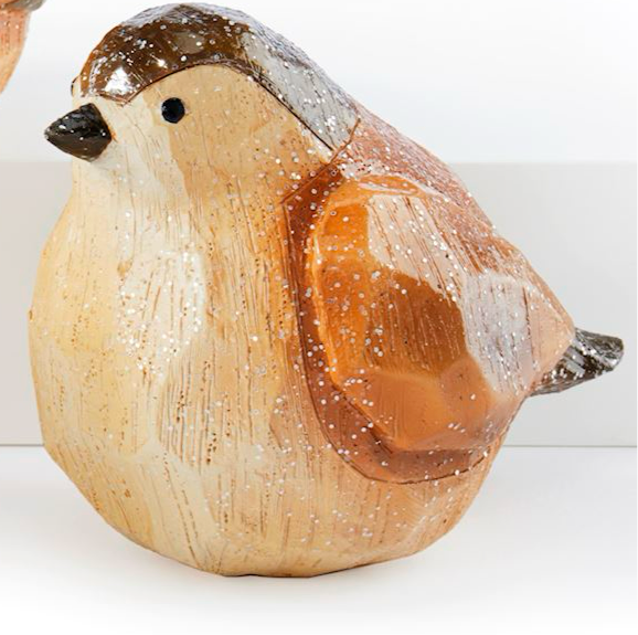 Brown & White Bird Figurine