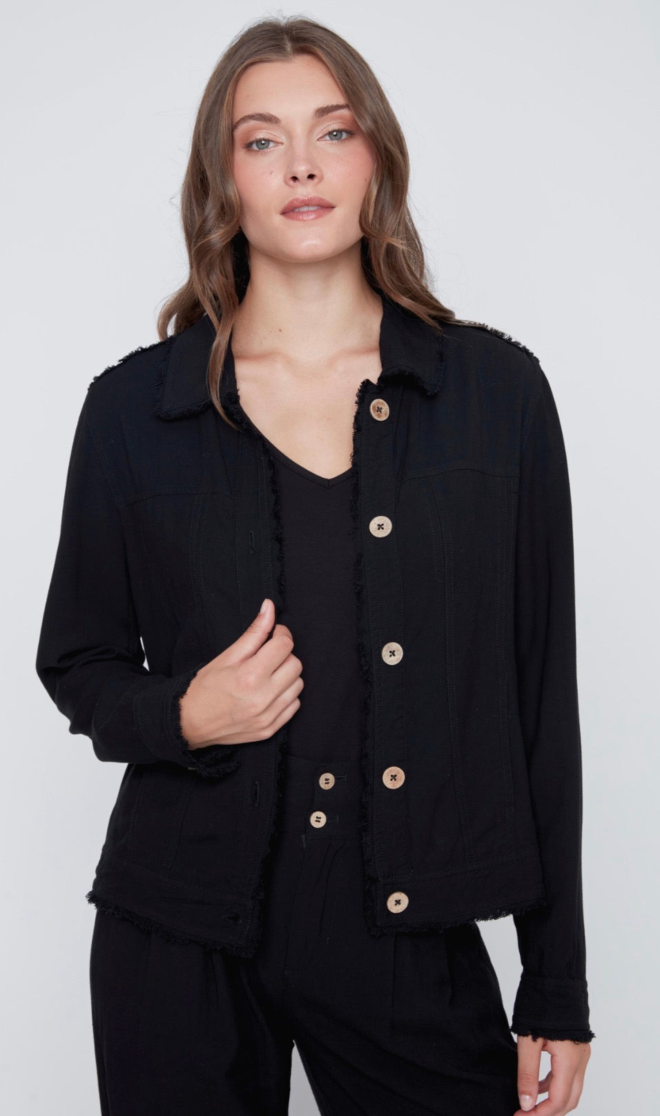 Collared Button Front Short Jacket