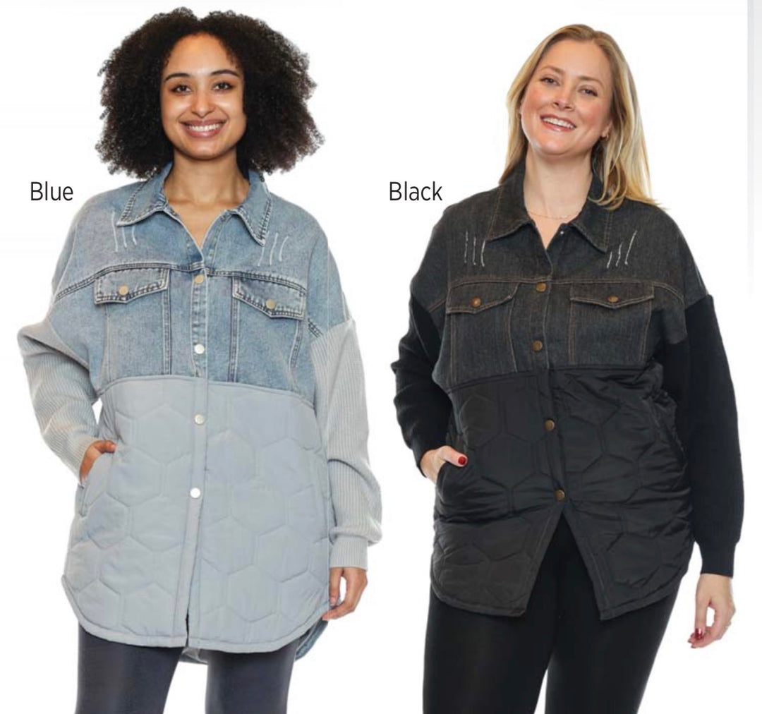 Denim Jacket W/Knit Sleeves