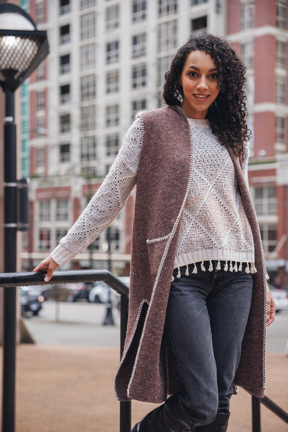 Chocolate Knit Long Vest
