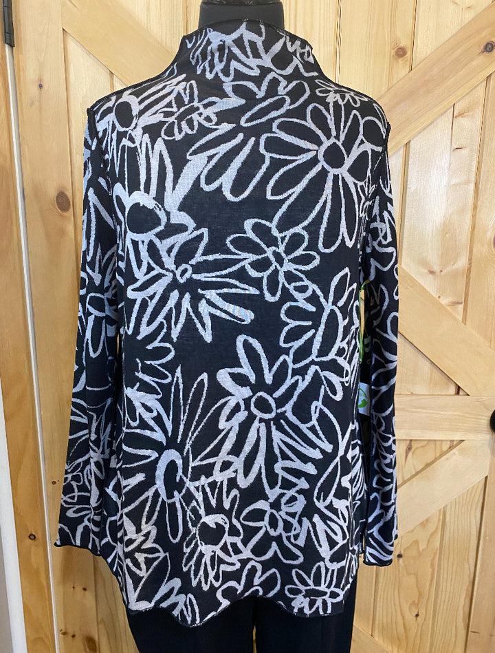 Reversible Floral Mock Neck Long Sleeve