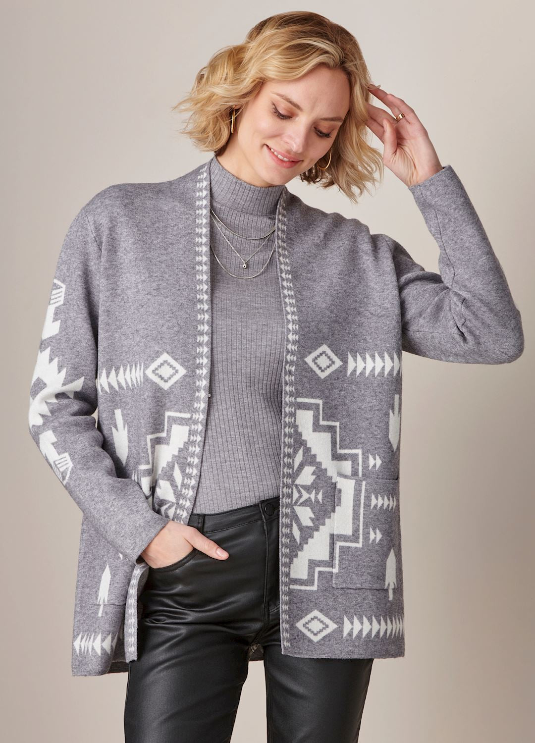 Grey Aztec Cardigan