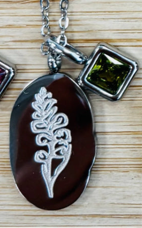 Silver Birth Flower Necklace W/Charm