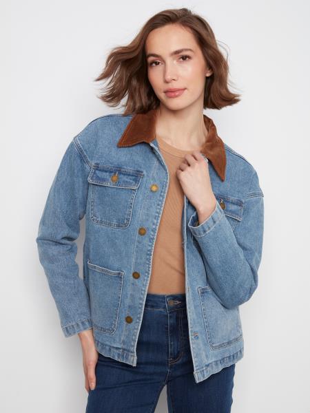 Denim Barn Jacket W/Contrast Corduroy Collar