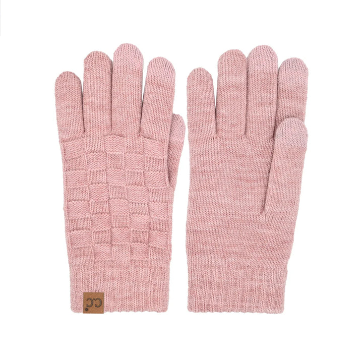 CC. Woven Checkered Textured Gloves