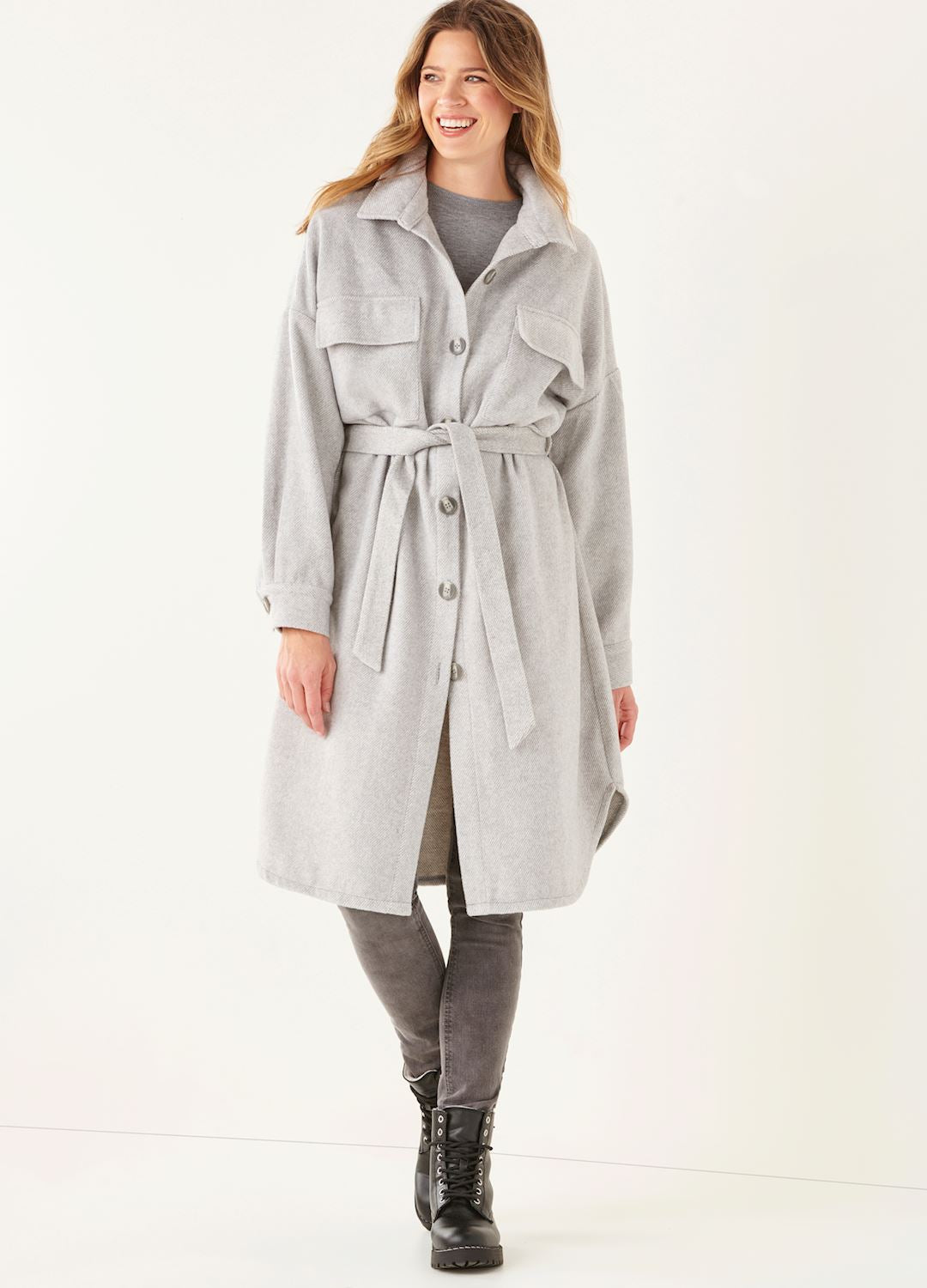 Grey Front Tie Jacket