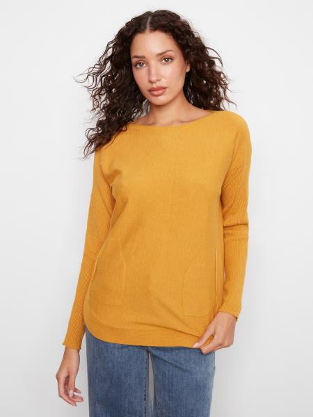 Long Sleeve Boat Neck Sweater