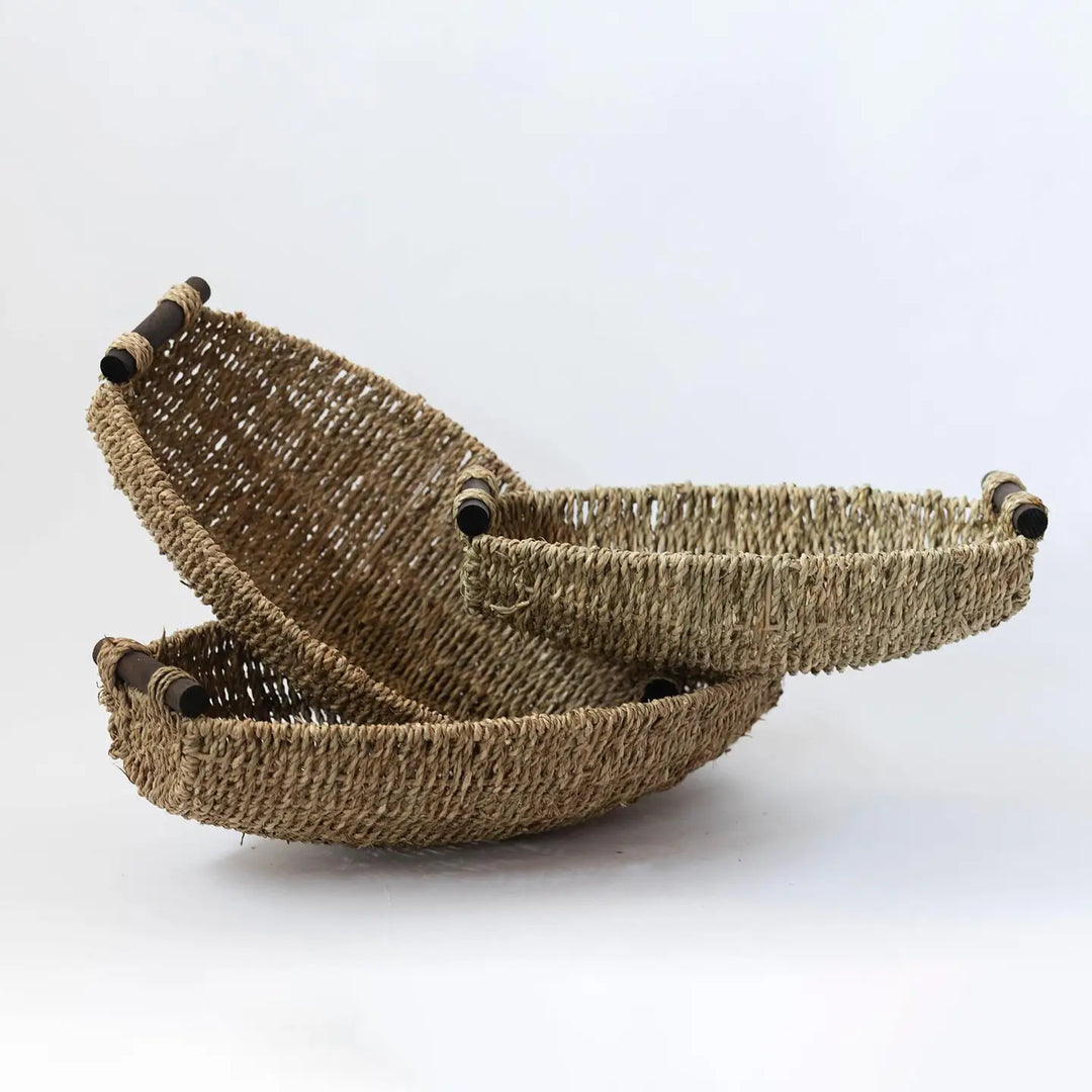 Woven Tray Basket W/Handle