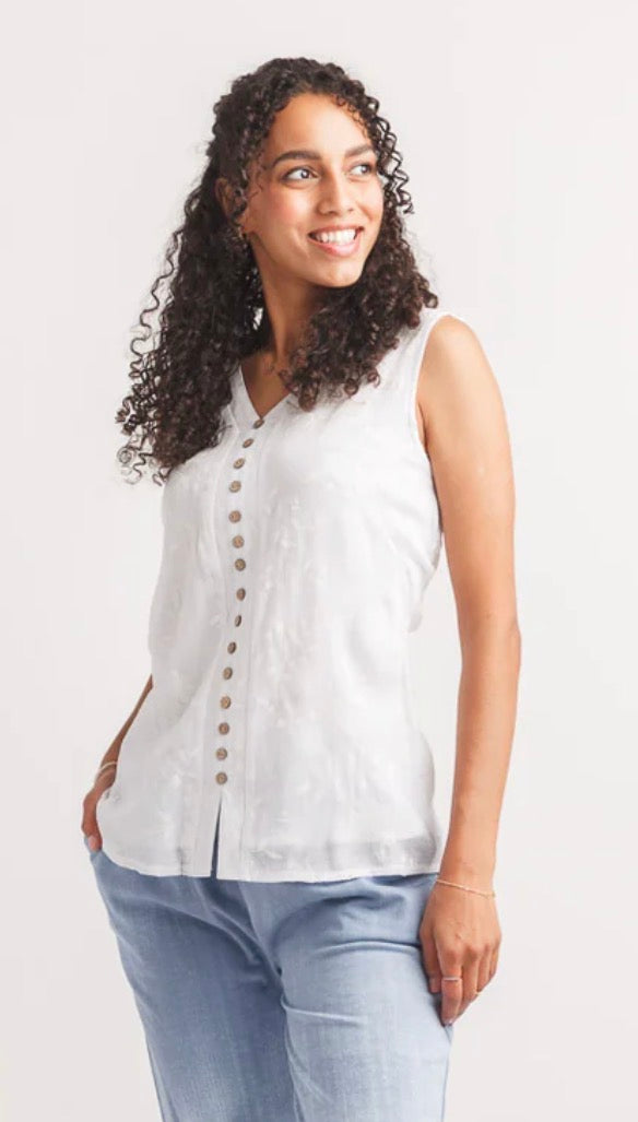 Embossed Crinkle Sleeveless Blouse