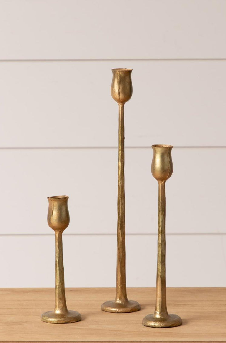 Set Of 3 Metal Gold Candle Holder