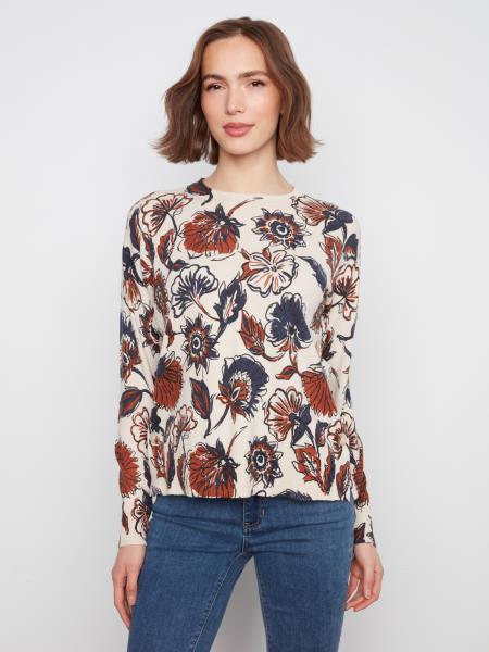 Long Sleeve Crew Neck Sweater W/Button Detail