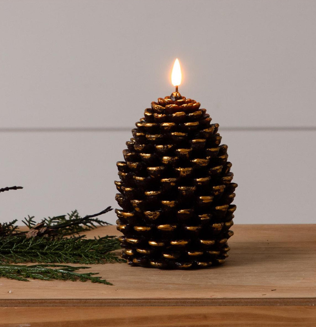 LED Pinecone Glitter Candle