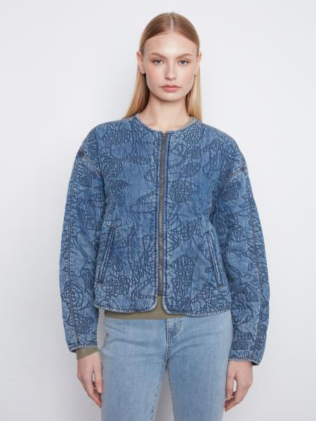 Quilted Denim Tencel Bomber Jacket