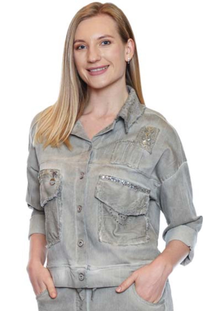 Cropped Button Front Jacket