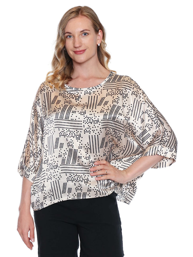 Silky Wide Neck Pattern Blouse