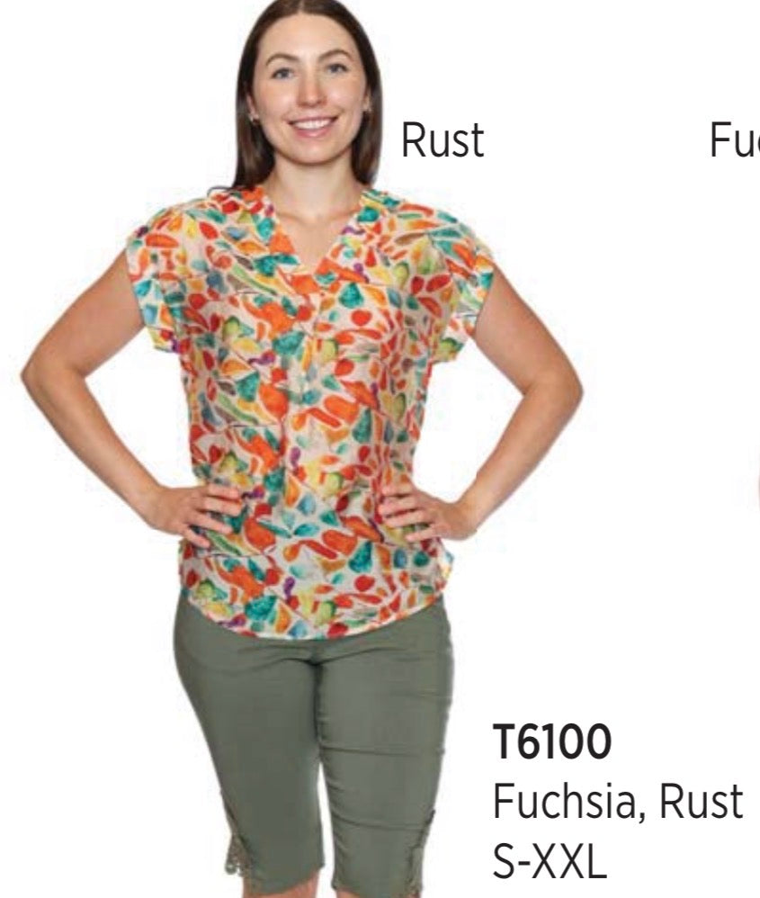 VNeck Patterned Tshirt Blouse