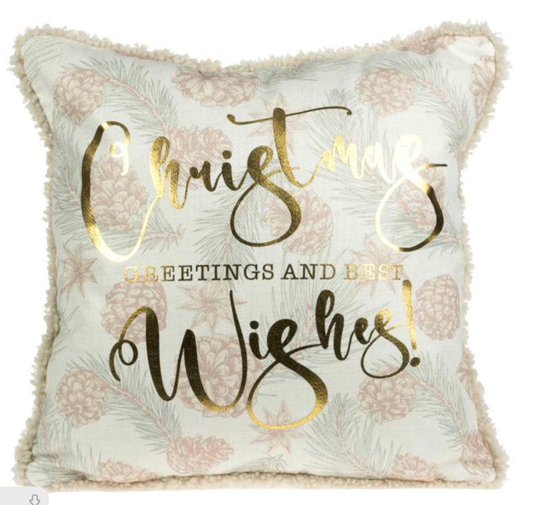 Gold Lettering Christmas Pillow