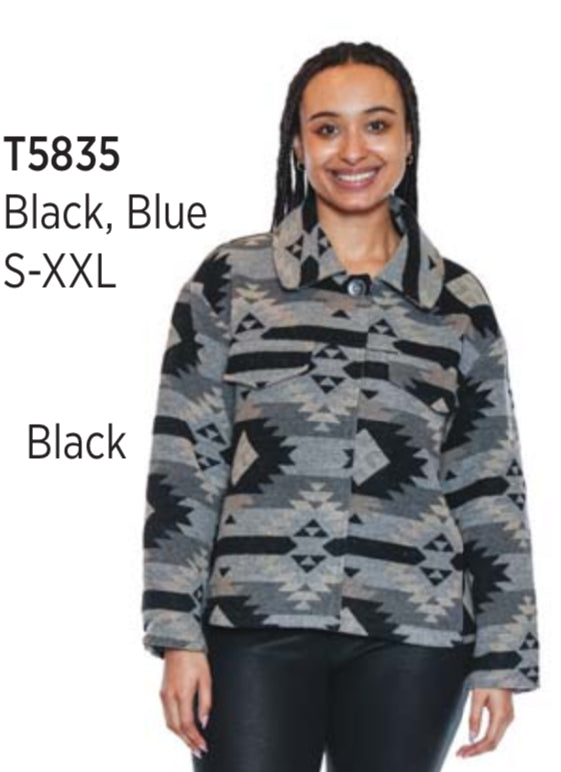 Short Black & Grey Aztec Jacket