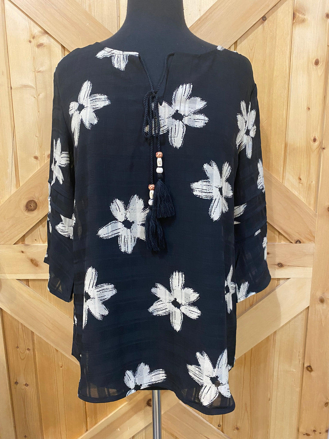 Long Sleeve Flower Pattern Blouse