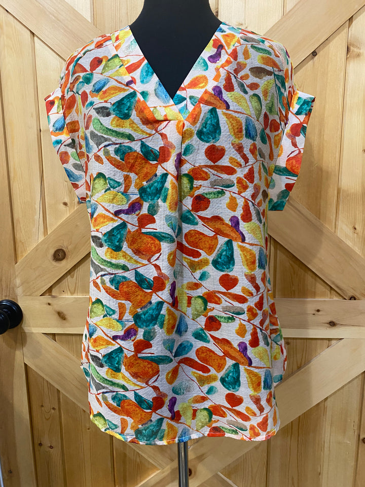 VNeck Patterned Tshirt Blouse