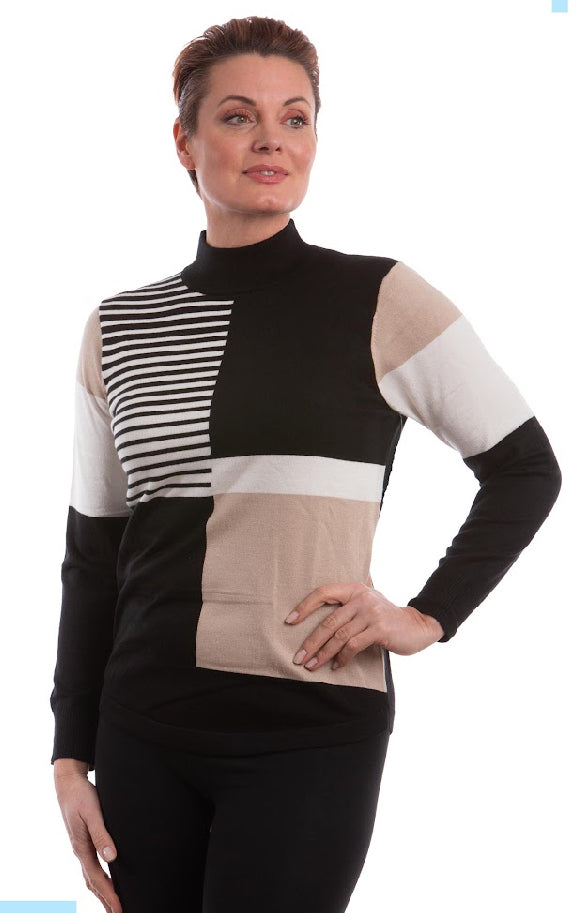 Multi Color Mock Neck Sweater
